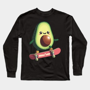 Cool funny avocado skateboarding Long Sleeve T-Shirt